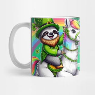 Leprechaun Sloth Riding Llama Unicorn St Patricks Day Mug